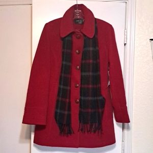 London Fog Wool Blend Coat w/ Scarf